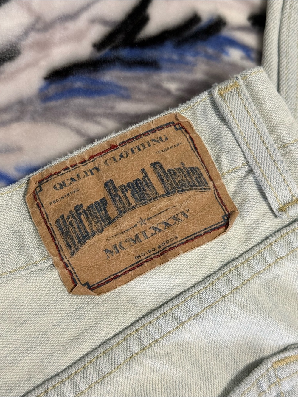 rebels Light Wash Slim Jeans with Leather Patch